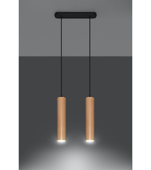 SOLLUX Lampa wisząca Lino 2 drewno