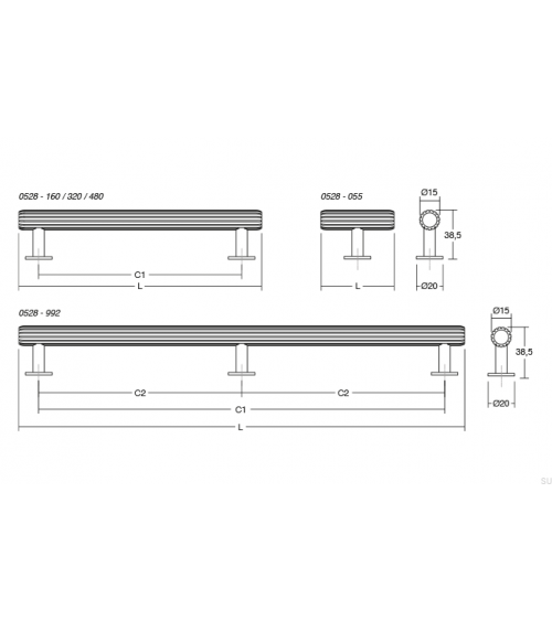 Gałka meblowa T-Bar Rille Czarna Szczotkowana